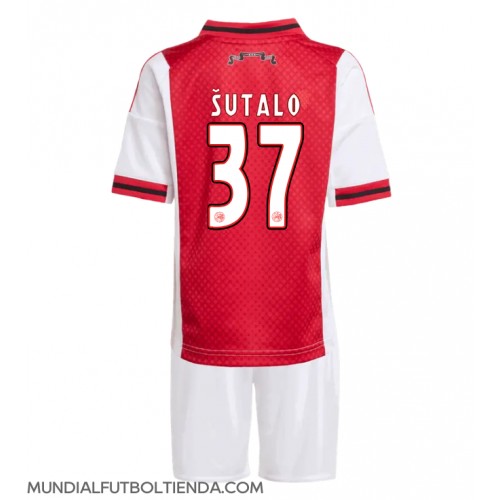 Camiseta Ajax Josip Sutalo #37 Primera Equipación Replica 2025-26 para niños mangas cortas (+ Pantalones cortos)